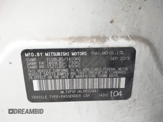 2020 Mitsubishi Mirage SE with VIN ML32F4FJ4LHF02441, listed as a IAAI auction lot 42046624 with 24,794 mi miles and . Bid and sale history available at DreamBid. Image 9.