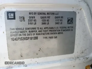 2016 Buick LaCrosse Premium II with VIN 1G4GF5G36GF191288, listed as a Copart auction lot 63062325 with Not provided miles and Salvage title. Bid and sale history available at DreamBid. Image 12.