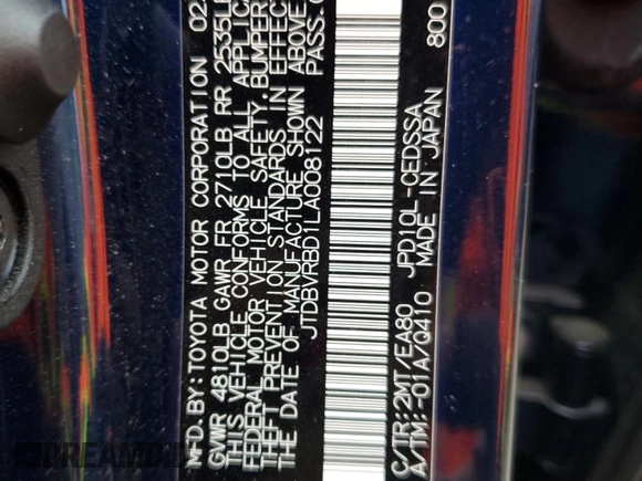 2020 Toyota Mirai z VIN JTDBVRBD1LA008122, wystawiony jako Copart lot #81461514 z przebiegiem 57 545 mil mil oraz Szkoda całkowita • Salvage title. Historia ofert i sprzedaży dostępna na DreamBid. Obrazek 12.