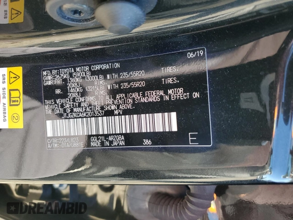 2019 Lexus RX 350L Premium z VIN JTJGZKCA6K2013537, wystawiony jako Copart lot #49513805 z przebiegiem 28 025 mil mil oraz Szkody całkowita. Historia ofert i sprzedaży dostępna na DreamBid. Obrazek 13.