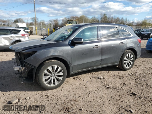 2016 Acura MDX w/Tech with VIN 5FRYD4H40GB024685, listed as a Copart auction lot 53090305 with 104,105 mi miles and Salvage Title. Bid and sale history available at carsss.com. Image 1.