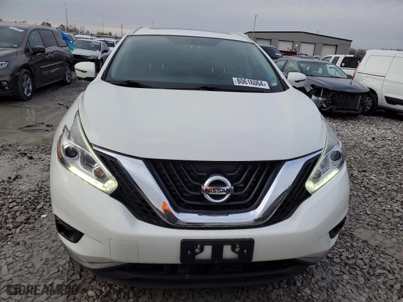 2017 Nissan Murano SL with VIN 5N1AZ2MH9HN125241, listed as a Copart auction lot 80616064 with 106,232 mi miles and Salvage Title. Bid and sale history available at carsss.com. Image 5.