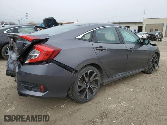 2019 Honda Civic Sport with VIN 2HGFC2F85KH581389, listed as a Copart auction lot 47922085 with 56,050 mi miles and Salvage Title. Bid and sale history available at DreamBid. Image 3.