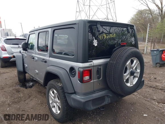 2020 Jeep Wrangler Unlimited Sport S z VIN 1C4HJXDN3LW115076, wystawiony jako IAAI lot #41921868 z przebiegiem 93 052 mil mil oraz . Historia ofert i sprzedaży dostępna na DreamBid. Obrazek 3.