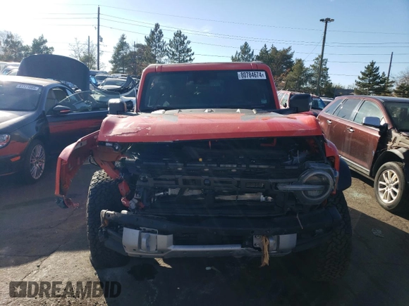 2022 Ford Bronco Raptor with VIN 1FMEE5JR9NLA51063, listed as a Copart auction lot 80784674 with 15,059 mi miles and Salvage Title. Bid and sale history available at carsss.com. Image 5.