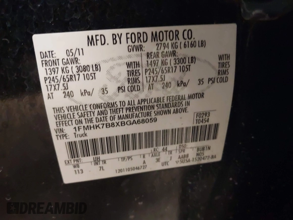 2011 Ford Explorer с VIN 1FMHK7B8XBGA68059, выставлен на аукционе IAAI как лот 41419960 с пробегом 117 015 миль миль и . История ставок и продаж доступна на DreamBid. Изображение 9.