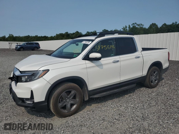 2022 Honda Ridgeline RTL-E with VIN 5FPYK3F70NB006495, listed as a Copart auction lot 57756735 with 43,874 mi miles and Salvage title. Bid and sale history available at DreamBid. Image 1.