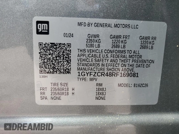 2024 Cadillac XT4 FWD Premium Luxury with VIN 1GYFZCR48RF169081, listed as a Copart auction lot 52429215 with 13,630 mi miles and Salvage title. Bid and sale history available at DreamBid. Image 14.