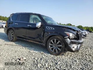 2017 Infiniti QX80 Signature Edition with VIN JN8AZ2NE3H9158323, listed as a Copart auction lot 59137865 with 150,849 mi miles and Salvage title. Bid and sale history available at DreamBid. Image 4.