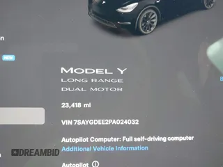 2023 Tesla Model Y Long Range with VIN 7SAYGDEE2PA024032, listed as a IAAI auction lot 41213403 with 23,418 mi miles and . Bid and sale history available at DreamBid. Image 15.