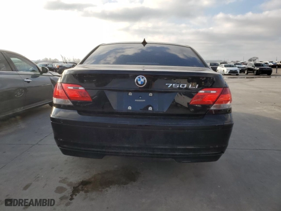 2008 BMW 7 Series 750Li with VIN WBAHN83558DT83669, listed as a Copart auction lot 40821114 with 57,527 mi miles and Salvage Title. Bid and sale history available at carsss.com. Image 6.