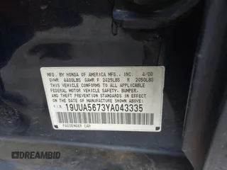 2000 Acura TL with VIN 19UUA5673YA043335, listed as a IAAI auction lot 42078273 with 104,354 mi miles. Bid and sale history available at carsss.com. Image 9.