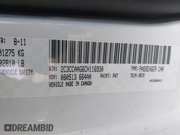2012 Chrysler 300 with VIN 2C3CCAAG6CH116930, listed as a IAAI auction lot 41940820 with 208,279 mi miles. Bid and sale history available at carsss.com. Image 9.