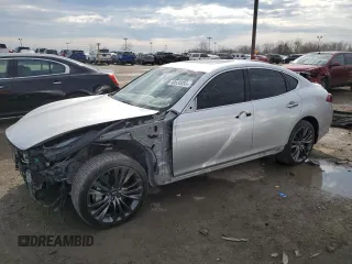 2019 Infiniti Q70 Luxe with VIN JN1BY1AR9KM585020, listed as a Copart auction lot 50630595 with 76,770 mi miles and Salvage title. Bid and sale history available at DreamBid. Image 1.