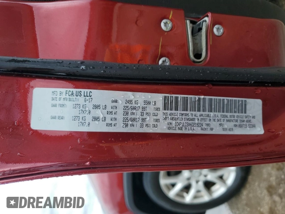2017 Jeep Cherokee Latitude with VIN 1C4PJLCSXHD219224, listed as a Copart auction lot 56536045 with 85,323 mi miles and Salvage title. Bid and sale history available at DreamBid. Image 13.