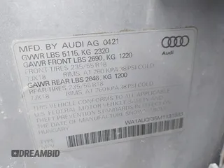 2021 Audi Q3 Premium with VIN WA1AUCF35M1131933, listed as a IAAI auction lot 41710739 with 93,293 mi miles and . Bid and sale history available at DreamBid. Image 9.
