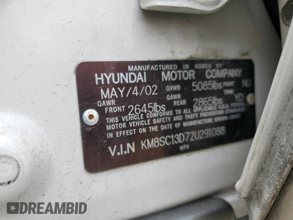 2002 Hyundai Santa Fe GLS with VIN KM8SC13D72U291088, listed as a Copart auction lot 49325285 with 218,046 mi miles and Salvage Title. Bid and sale history available at carsss.com. Image 14.