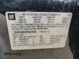 2015 Chevrolet Equinox LTZ with VIN 2GNFLHE35F6227503, listed as a Copart auction lot 54365965 with 199,287 mi miles and Clean Title. Bid and sale history available at carsss.com. Image 13.