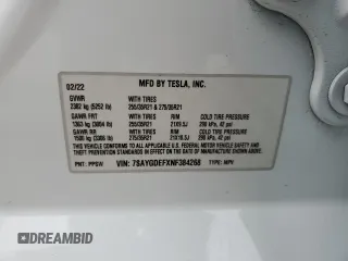 2022 Tesla Model Y Performance с VIN 7SAYGDEFXNF384268, выставлен на аукционе Copart как лот 60141005 с пробегом Не указан миль и Списание • Salvage title. История ставок и продаж доступна на DreamBid. Изображение 13.