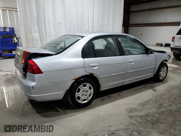 2002 Honda Civic LX with VIN 2HGES16552H543711, listed as a Copart auction lot 52592845 with 141,077 mi miles and Salvage Title. Bid and sale history available at carsss.com. Image 3.