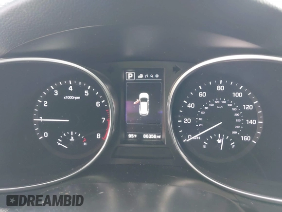 2018 Hyundai Santa Fe 2.0T with VIN 5XYZU4LA9JG536741, listed as a IAAI auction lot 42160866 with 86,356 mi miles and . Bid and sale history available at DreamBid. Image 7.