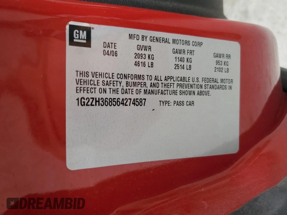2006 Pontiac G6 with VIN 1G2ZH368564274587, listed as a Copart auction lot 72696594 with 156,311 mi miles and Salvage title. Bid and sale history available at DreamBid. Image 12.