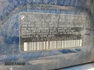 2006 BMW 3 Series 325i with VIN WBAVB13506PS66595, listed as a Copart auction lot 63195174 with 0 mi miles and Salvage Title. Bid and sale history available at carsss.com. Image 12.