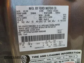 2009 Ford F-150 XL z VIN 1FTPW14V99FA68249, wystawiony jako Copart lot #51097995 z przebiegiem 239 880 mil mil oraz Nie do naprawy • Non repairable. Historia ofert i sprzedaży dostępna na DreamBid. Obrazek 12.