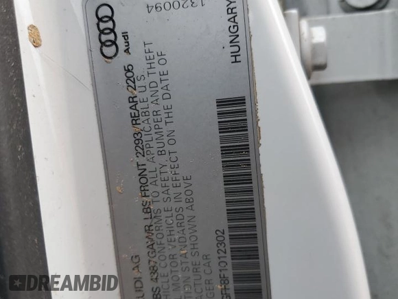 2015 Audi A3 Premium with VIN WAUACGFF8F1012302, listed as a Copart auction lot 54309715 with 94,061 mi miles and Salvage title. Bid and sale history available at DreamBid. Image 12.