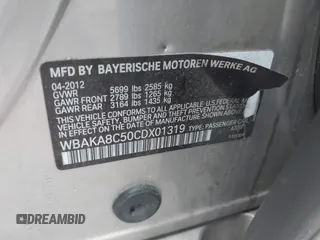 2012 BMW 7 Series 750i with VIN WBAKA8C50CDX01319, listed as a IAAI auction lot 42133359 with 168,986 mi miles and . Bid and sale history available at DreamBid. Image 9.