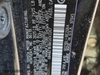 2019 Lexus ES with VIN 58ABZ1B18KU043267, listed as a Copart auction lot 51291965 with 60,927 mi miles and Salvage Title. Bid and sale history available at carsss.com. Image 12.