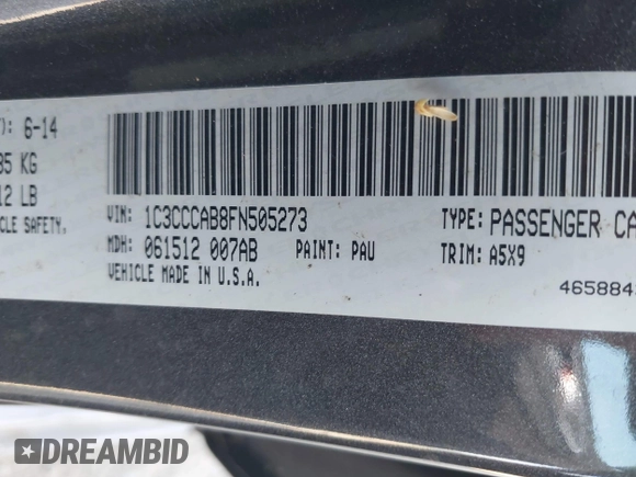 2015 Chrysler 200 Limited with VIN 1C3CCCAB8FN505273, listed as a IAAI auction lot 42589065 with 114,223 mi miles and . Bid and sale history available at DreamBid. Image 9.