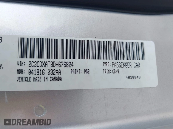 2013 Dodge Charger Police with VIN 2C3CDXAT3DH676824, listed as a IAAI auction lot 42483890 with 136,924 mi miles and . Bid and sale history available at DreamBid. Image 9.