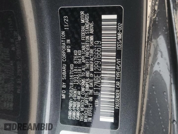 2023 Toyota GR86 Premium with VIN JF1ZNBE12P9766619, listed as a Copart auction lot 44606245 with 6,434 mi miles and Salvage Title. Bid and sale history available at carsss.com. Image 14.