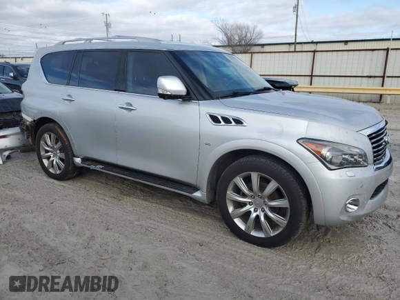 2014 Infiniti QX80 with VIN JN8AZ2NF8E9555594, listed as a Copart auction lot 40000354 with 140,479 mi miles and Salvage title. Bid and sale history available at DreamBid. Image 4.