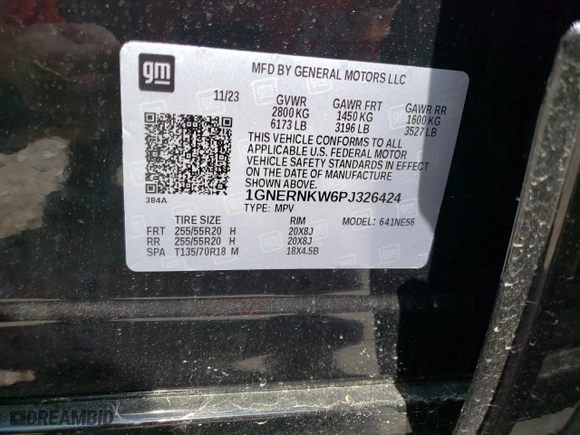 2023 Chevrolet Traverse High Country with VIN 1GNERNKW6PJ326424, listed as a Copart auction lot 56937284 with 6,340 mi miles and Salvage Title. Bid and sale history available at carsss.com. Image 15.