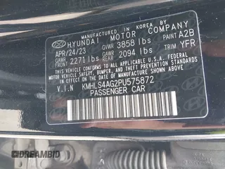 2023 Hyundai Elantra SEL with VIN KMHLS4AG2PU575872, listed as a IAAI auction lot 41878999 with 42,448 mi miles and . Bid and sale history available at DreamBid. Image 9.