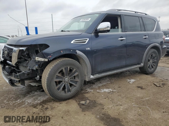 2018 Nissan Armada Platinum with VIN JN8AY2NE8J9730401, listed as a Copart auction lot 44050385 with 77,305 mi miles and Salvage Title. Bid and sale history available at carsss.com. Image 1.