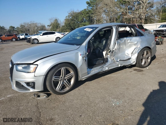 2014 Audi S4 Premium Plus with VIN WAUBGAFL5EA080597, listed as a Copart auction lot 43876024 with 143,518 mi miles and Salvage Title. Bid and sale history available at carsss.com. Image 1.