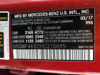 2017 Mercedes-Benz C 300 with VIN 55SWF4KB2HU215695, listed as a Copart auction lot 51107705 with 75,377 mi miles and Salvage Title. Bid and sale history available at carsss.com. Image 14.