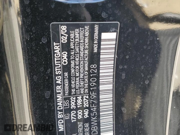 2009 Mercedes-Benz SLK-Class 3.0L with VIN WDBWK54F79F190128, listed as a Copart auction lot 80048934 with 32,354 mi miles and Salvage Title. Bid and sale history available at carsss.com. Image 13.