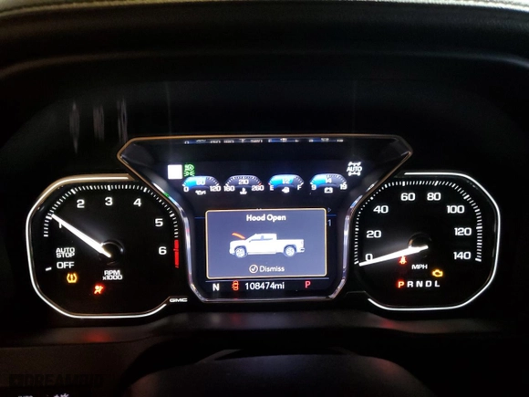 2020 GMC Sierra 1500 AT4 with VIN 3GTP9EEL0LG102340, listed as a Copart auction lot 49222405 with 108,474 mi miles and Salvage Title. Bid and sale history available at carsss.com. Image 9.