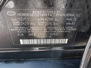 2013 Hyundai Sonata Limited with VIN 5NPEC4AC0DH764842, listed as a IAAI auction lot 42160807 with 154,148 mi miles and . Bid and sale history available at DreamBid. Image 9.