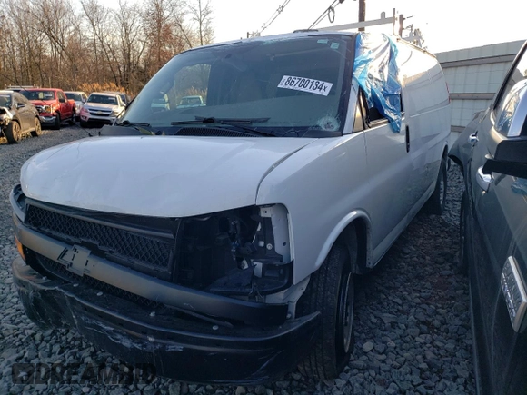 2022 Chevrolet Express Cargo with VIN 1GCWGAFP5N1185244, listed as a Copart auction lot 86700134 with Not provided miles and Salvage title. Bid and sale history available at DreamBid. Image 1.
