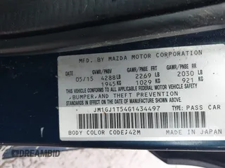 2016 Mazda Mazda6 i Touring with VIN JM1GJ1T54G1434497, listed as a IAAI auction lot 41654012 with 133,901 mi miles. Bid and sale history available at carsss.com. Image 9.