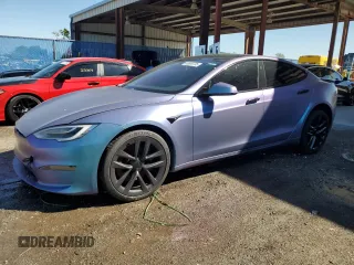 2022 Tesla Model S Plaid with VIN 5YJSA1E65NF471028, listed as a Copart auction lot 48906735 with 21,499 mi miles and Non Repairable. Bid and sale history available at carsss.com. Image 1.