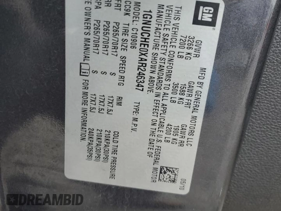 2010 Chevrolet Suburban LS with VIN 1GNUCHE0XAR246347, listed as a Copart auction lot 43145465 with 219,584 mi miles and Salvage Title. Bid and sale history available at carsss.com. Image 13.