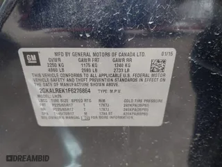 2015 GMC Terrain SLE with VIN 2GKALREK1F6276864, listed as a IAAI auction lot 39223841 with 1 mi miles. Bid and sale history available at carsss.com. Image 9.