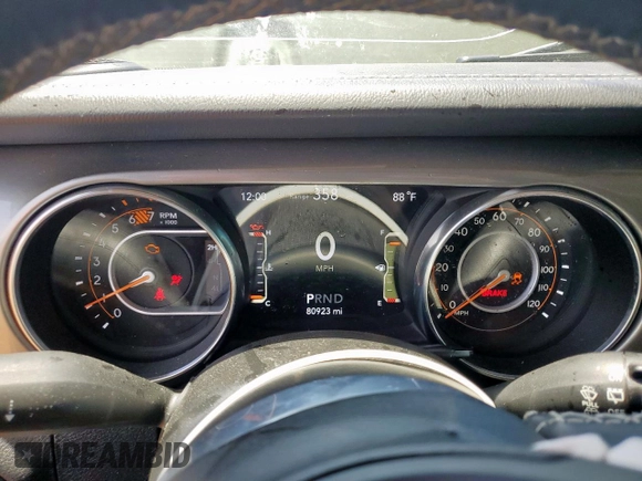 2021 Jeep Wrangler Unlimited Sahara with VIN 1C4HJXEN5MW591989, listed as a Copart auction lot 57535645 with 80,923 mi miles and Salvage title. Bid and sale history available at DreamBid. Image 9.