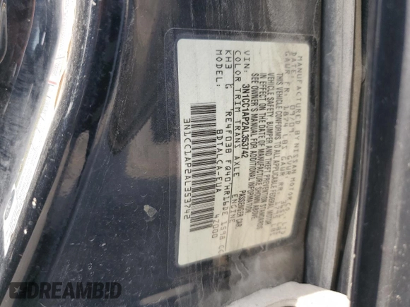 2010 Nissan Versa 1.6 with VIN 3N1CC1AP2AL353742, listed as a Copart auction lot 51812995 with 171,690 mi miles and Salvage title. Bid and sale history available at DreamBid. Image 12.